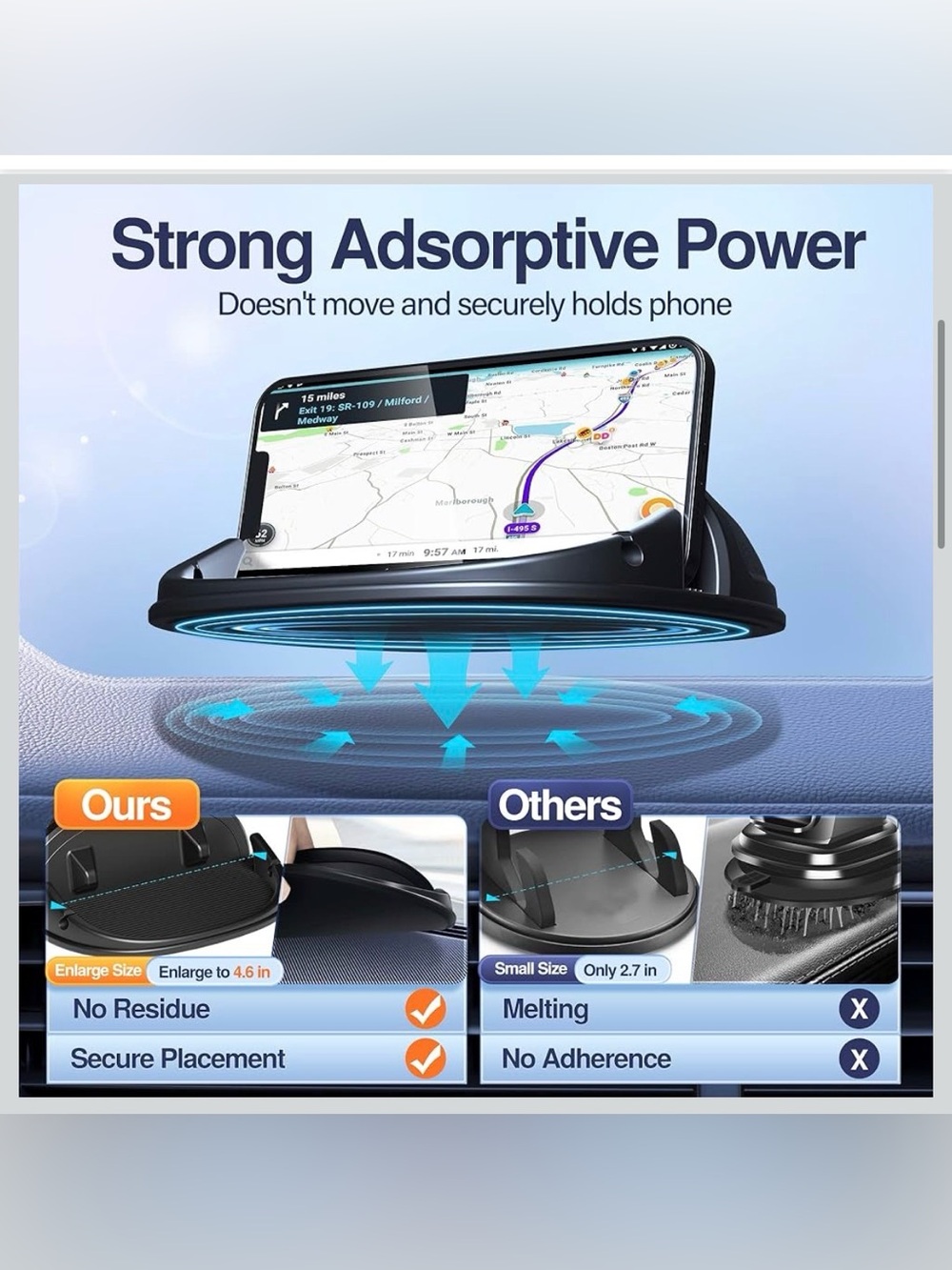 📱NEW Loncaster Universal Black Non-Slip Dashboard Phone & GPS Holder 📱 - Picture 2 of 7